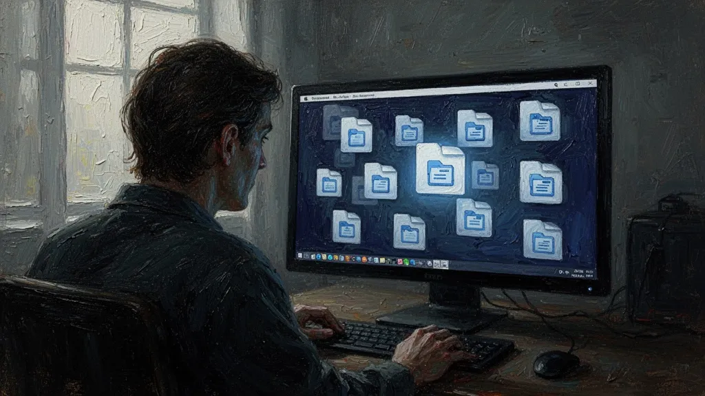 Multiple copies of a file icon spreading on computer desktop